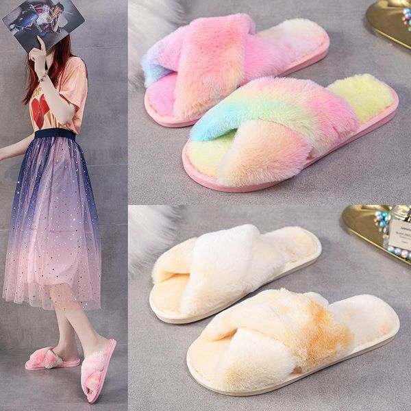 women's slippers autumn and winter furry rainbow women flat korean indoor outdoor casual sandals size 36-41, Black
women's slippers autumn and winter furry rainbow women flat korean indoor outdoor casual sandals size 36-41, Black