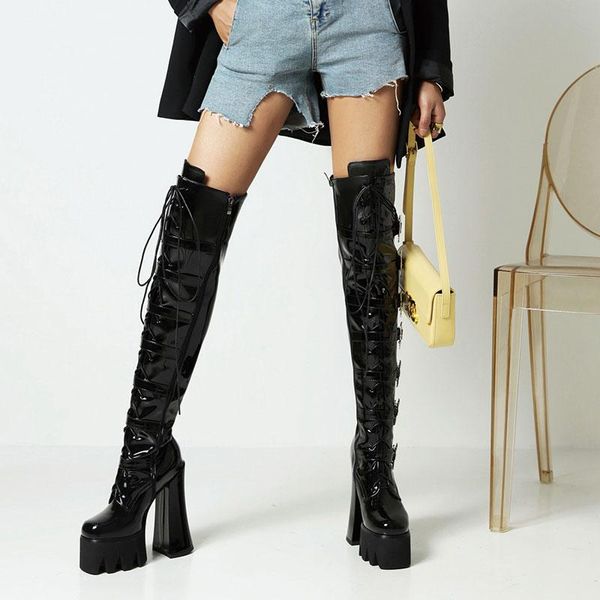 boots lsewilly 2021 women over the knee platform super square high heel ladies thigh patent pu leather zipper, Black
boots lsewilly 2021 women over the knee platform super square high heel ladies thigh patent pu leather zipper, Black