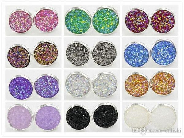 2021 12mm womens resin druzy crystals gem 925 silver plated color stud bling earrings jewelry gift, Golden;silver
2021 12mm womens resin druzy crystals gem 925 silver plated color stud bling earrings jewelry gift, Golden;silver