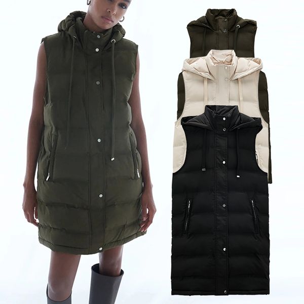 za women cotton vest coats fashion zipper hooded down jacket parkas female solid casual big pocket outwear 210422, Black;white
za women cotton vest coats fashion zipper hooded down jacket parkas female solid casual big pocket outwear 210422, Black;white