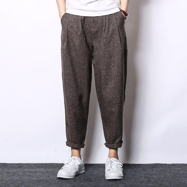 men's pants vintage elastic waist casual harem men light weight summer ankle 6 colors 2021 fashion streetwear linen trousers, Black
men's pants vintage elastic waist casual harem men light weight summer ankle 6 colors 2021 fashion streetwear linen trousers, Black