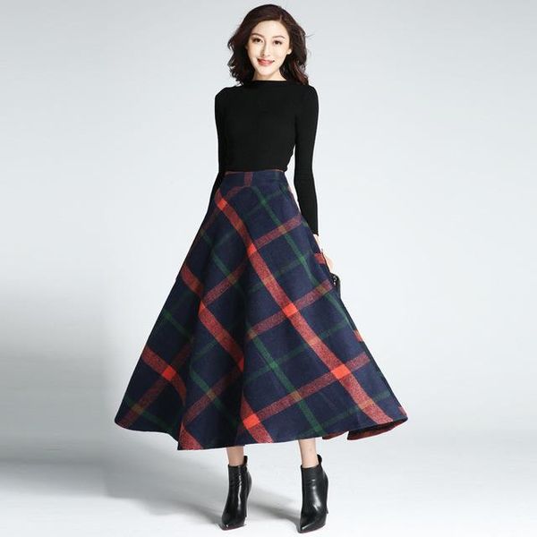 skirts women winter thick spring wool blends plaid elegant pleated patchwork chic girl pocket print long female, Black
skirts women winter thick spring wool blends plaid elegant pleated patchwork chic girl pocket print long female, Black