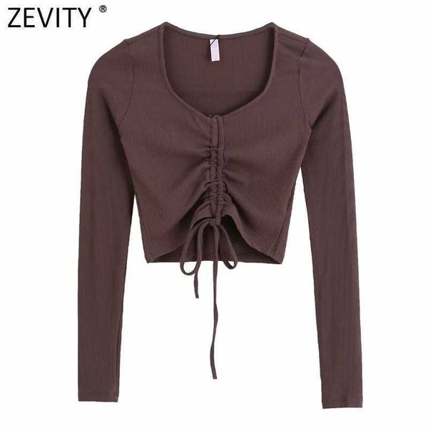 zevity women simply v neck pleated lace up long sleeve chic camis tank ladies knitted slim t-shirt casual crop ls7552 210603, White
zevity women simply v neck pleated lace up long sleeve chic camis tank ladies knitted slim t-shirt casual crop ls7552 210603, White