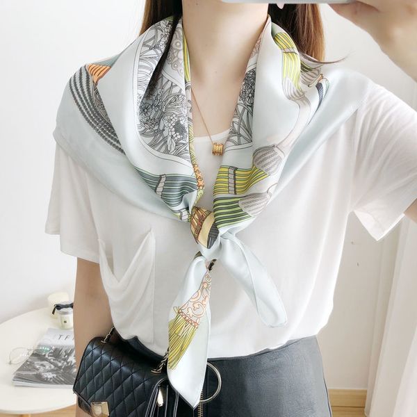 scarf female joker 90cm silk square scarf fall/winter female fashion western style thin scarf shawl neck scarf., Blue;gray
scarf female joker 90cm silk square scarf fall/winter female fashion western style thin scarf shawl neck scarf., Blue;gray