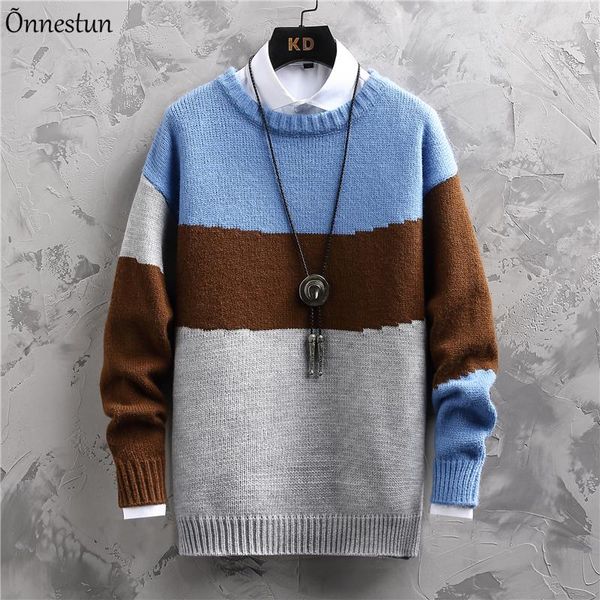 men's sweaters onnestun patchwork sweater men autumn winter harajuku fashion long sleeve knitted pullover male, White;black
men's sweaters onnestun patchwork sweater men autumn winter harajuku fashion long sleeve knitted pullover male, White;black