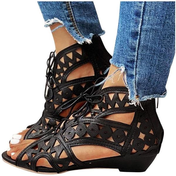 sandals summer women wedges hollow roman shoes vintage woman 2021 cross strap zipper sandalias mujer chaussure femme, Black
sandals summer women wedges hollow roman shoes vintage woman 2021 cross strap zipper sandalias mujer chaussure femme, Black