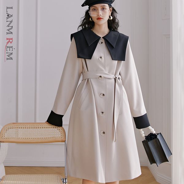 women apricot contrast color big size long trench lapel sleeve windbreaker fashion spring autumn 2e1041 210507, Tan;black
women apricot contrast color big size long trench lapel sleeve windbreaker fashion spring autumn 2e1041 210507, Tan;black