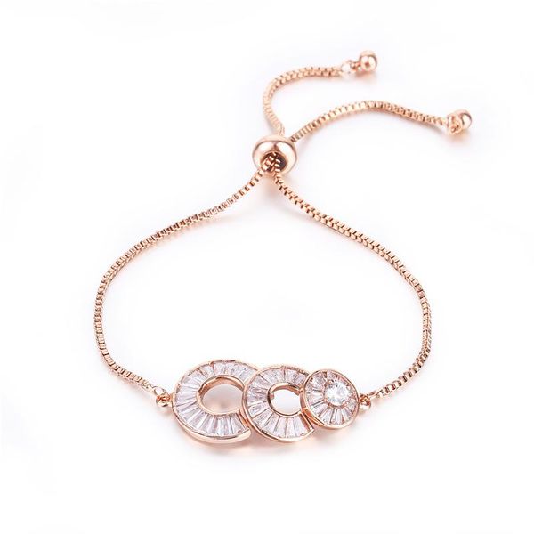 link, chain seanlov 3 round micro zirconia rose gold color bracelet jewelry luxury austrian crystal wedding engagement, Black
link, chain seanlov 3 round micro zirconia rose gold color bracelet jewelry luxury austrian crystal wedding engagement, Black
