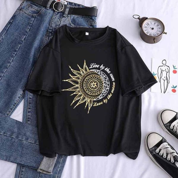 women's t-shirt fashion sun and moon printed shirt women friend plus size casual female 90s mujer loose streetwear t, White
women's t-shirt fashion sun and moon printed shirt women friend plus size casual female 90s mujer loose streetwear t, White