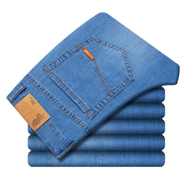 men's jeans 2021 spring and summer classic brand pocket leather lightweight high-quality thin cotton stretch slim straight, Blue
men's jeans 2021 spring and summer classic brand pocket leather lightweight high-quality thin cotton stretch slim straight, Blue