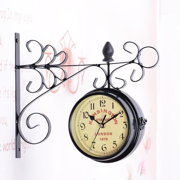 double-side wall mount clock with mute movement home office el decoration gift clocks