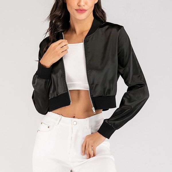 women's jackets women retro solid color ladies zipper up bomber outwear spring long sleeve short thin slim casual pocket biker coats, Black;brown
women's jackets women retro solid color ladies zipper up bomber outwear spring long sleeve short thin slim casual pocket biker coats, Black;brown