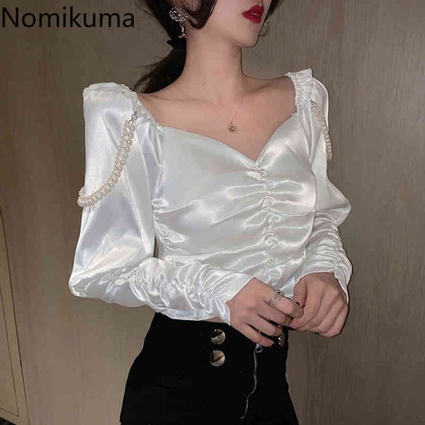 nomikuma elegant fashion v neck long sleeve shirt beading solid color vintage blouse women korean style crop blusas 3c167 210514, White
nomikuma elegant fashion v neck long sleeve shirt beading solid color vintage blouse women korean style crop blusas 3c167 210514, White