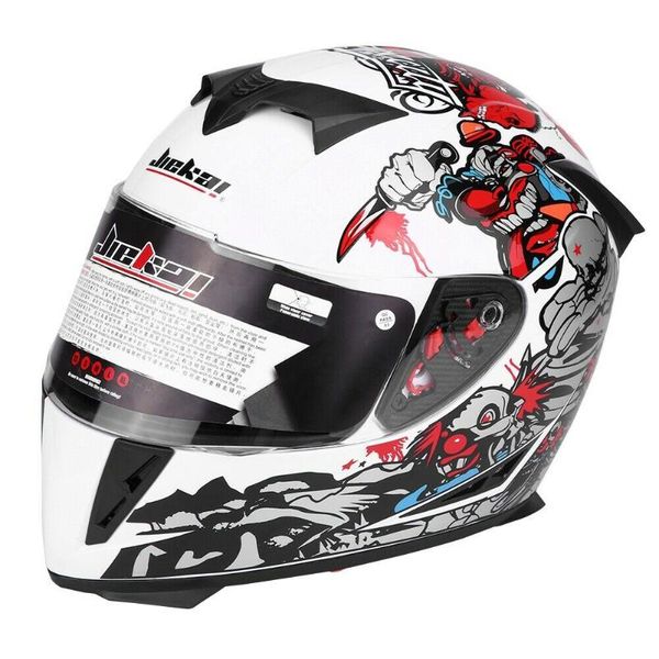 full face motorcycle safety helmet with double lenses white clown pattern xl helmets
full face motorcycle safety helmet with double lenses white clown pattern xl helmets