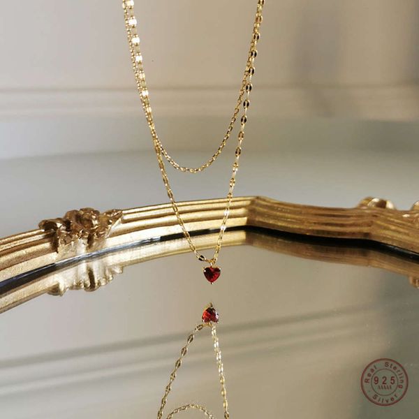 european simple red heart crystals hanger women light luxury temperament 18k gold double keybone chain jewelry, Black
european simple red heart crystals hanger women light luxury temperament 18k gold double keybone chain jewelry, Black