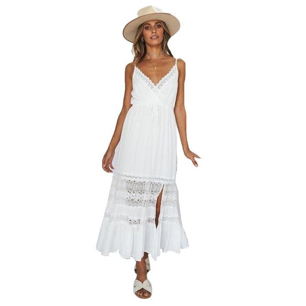 casual dresses 2021 women white dress hollow out summer lace suspenders women's v-neck big swing long drop, Black;gray
casual dresses 2021 women white dress hollow out summer lace suspenders women's v-neck big swing long drop, Black;gray