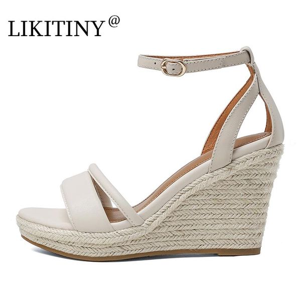 sandals likitiny 2021 summer leisure wedges genuine leather cover heels fashion buckle strap black beige bohemia women's shoes
sandals likitiny 2021 summer leisure wedges genuine leather cover heels fashion buckle strap black beige bohemia women's shoes