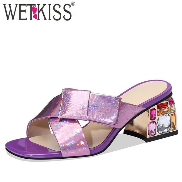 slippers wetkiss patent leather colorful crystal heels high shoes female summer wedding mules 2021 women slides, Black
slippers wetkiss patent leather colorful crystal heels high shoes female summer wedding mules 2021 women slides, Black