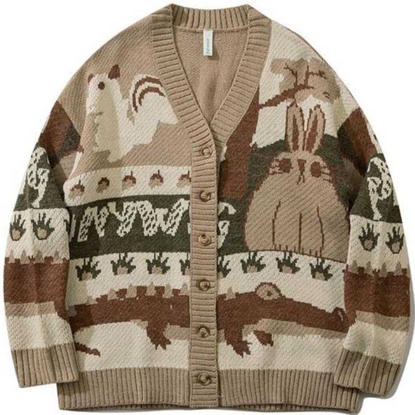 vintage cardigan oversized sweater new japanese harajuku cartoon knitted sweater pullover hip hop streetwear loose knitwear 211015, White;black
vintage cardigan oversized sweater new japanese harajuku cartoon knitted sweater pullover hip hop streetwear loose knitwear 211015, White;black