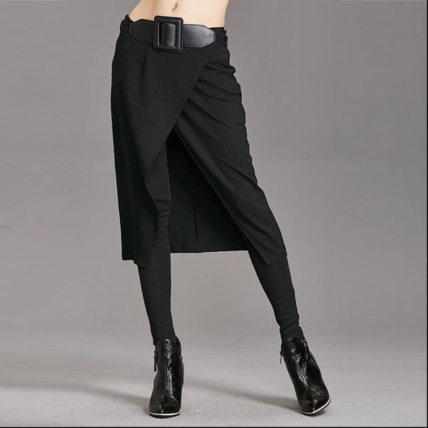 women pants spring autumn high stretch fake two pieces pant skirt female fashion long streetwear wp24, Black;white
women pants spring autumn high stretch fake two pieces pant skirt female fashion long streetwear wp24, Black;white