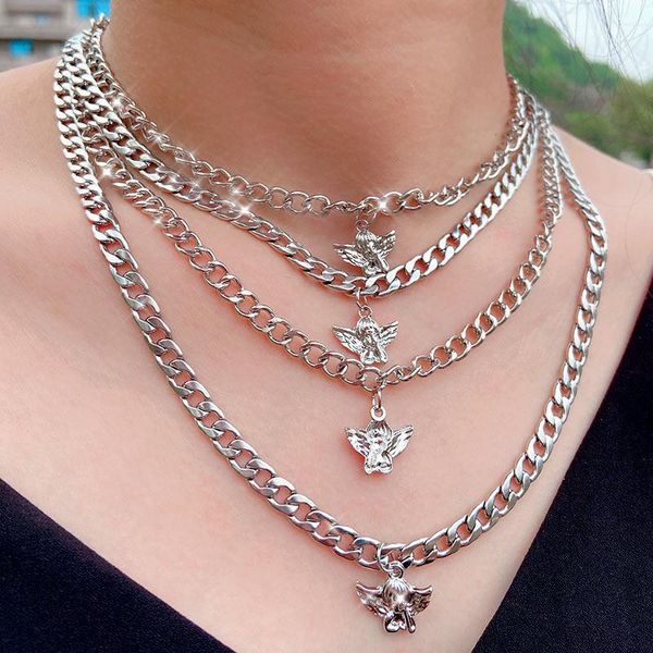 pendant necklaces 4pcs/set cute angel for women multilayer silver color thick metal chain necklace collar punk jewelry party
pendant necklaces 4pcs/set cute angel for women multilayer silver color thick metal chain necklace collar punk jewelry party