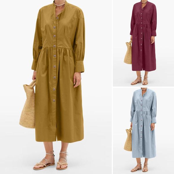oversized women vintage shirt dress celmia autumn lantern sleeve buttons midi vestidos robe femme loose casual solid party dresses, Black;gray
oversized women vintage shirt dress celmia autumn lantern sleeve buttons midi vestidos robe femme loose casual solid party dresses, Black;gray