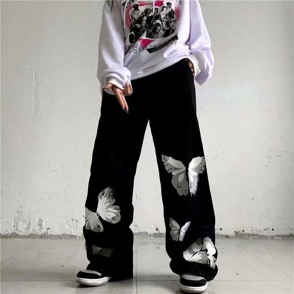 women's jeans fashion women street hip-hop print butterfly casual clothing wash denim pants loose straight, Blue
women's jeans fashion women street hip-hop print butterfly casual clothing wash denim pants loose straight, Blue