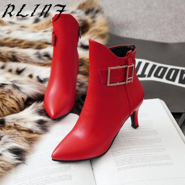dress shoes rlinf belt buckle solid color short tube boots with high 7cm fine high-heeled pointed 33-43, Black
dress shoes rlinf belt buckle solid color short tube boots with high 7cm fine high-heeled pointed 33-43, Black