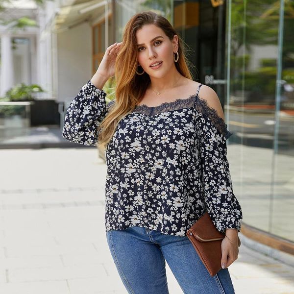 women's blouses & shirts doib large size blouse spaghetti strap floral lace patchwork shirt women summer plus big 4xl, White
women's blouses & shirts doib large size blouse spaghetti strap floral lace patchwork shirt women summer plus big 4xl, White