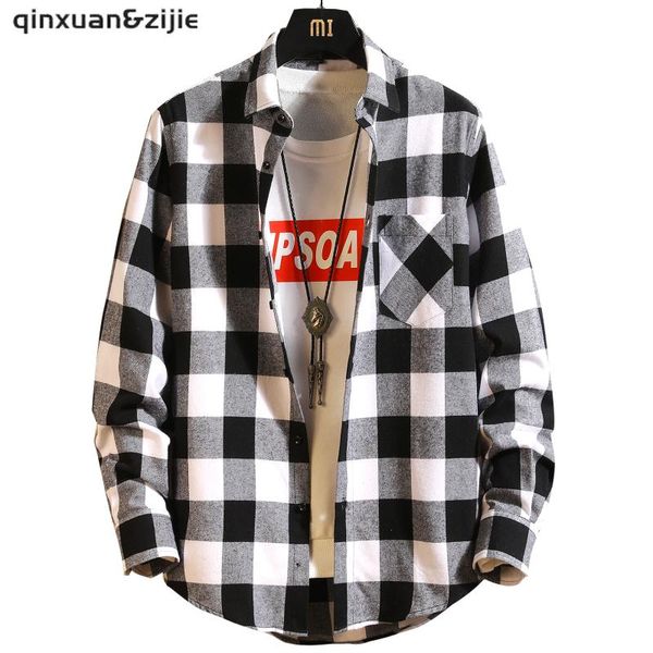 men's casual shirts plaid long sleeved for men male cotton turn down collar shirt single breasted vintage clothing autumn 2021, White;black
men's casual shirts plaid long sleeved for men male cotton turn down collar shirt single breasted vintage clothing autumn 2021, White;black