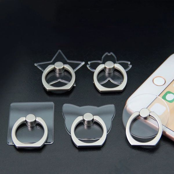 Image of Transparent mobile phone ring buckle holder HD crystal creative PC acrylic practical and exquisite