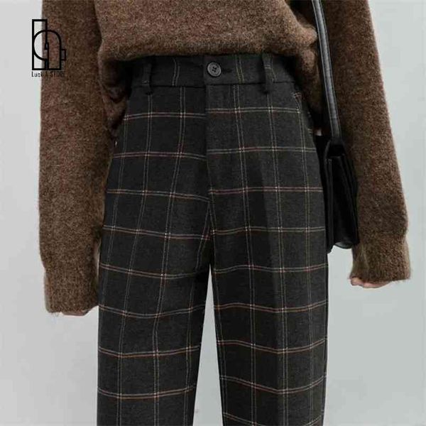 luck a autumn winter women plaid pencil pants woolen straight trousers female high waist loose england style ankle-length 210925, Black;white
luck a autumn winter women plaid pencil pants woolen straight trousers female high waist loose england style ankle-length 210925, Black;white
