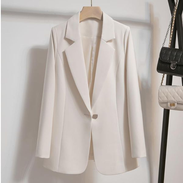 women's suits & blazers fashion one button up collared loose baggy beige female blazer office lady elegant women spring autumn clothes, White;black
