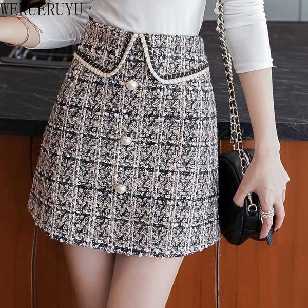werueruyu tweed skirts for women high waist slimming skirts autumn spring buttons singel breasted tweed wool mini skirt 210608, Black
werueruyu tweed skirts for women high waist slimming skirts autumn spring buttons singel breasted tweed wool mini skirt 210608, Black