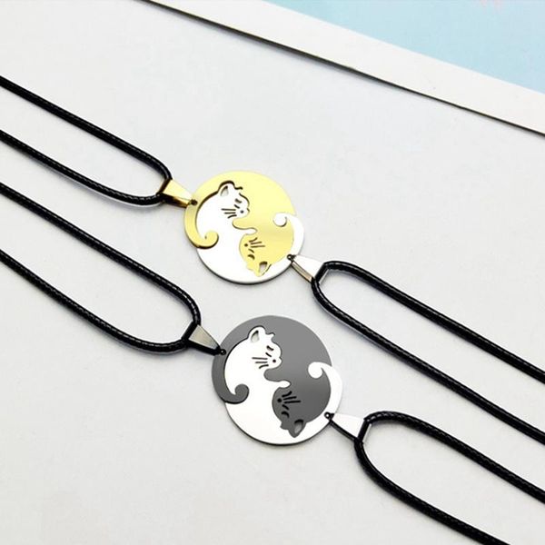 pendant necklaces 1 pair fashion jewelry gift splice cat couple stainless steel love heart round yin yang necklace, Silver
pendant necklaces 1 pair fashion jewelry gift splice cat couple stainless steel love heart round yin yang necklace, Silver