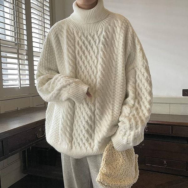 men's sweaters winter turtleneck sweater men warm fashion casual knitted pullover korean loose oversized long sleeve mens jumper, White;black
men's sweaters winter turtleneck sweater men warm fashion casual knitted pullover korean loose oversized long sleeve mens jumper, White;black