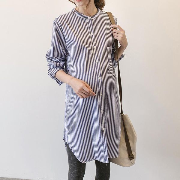 maternity dresses expectant mother pregnant women long sleeve stripe shirt blouse single-breasted round neck dress, White
maternity dresses expectant mother pregnant women long sleeve stripe shirt blouse single-breasted round neck dress, White