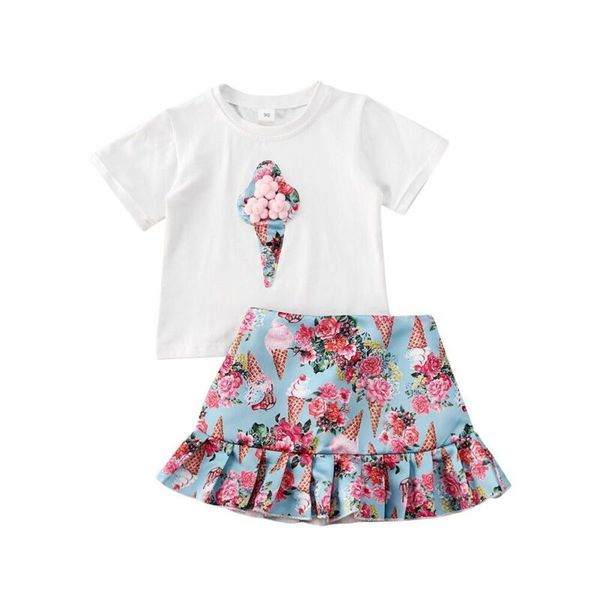 1-5t girls summer clothes infant ice cream print short sleeve t shirts +flowers skirts girls outfit baby girls clothes sets, White
1-5t girls summer clothes infant ice cream print short sleeve t shirts +flowers skirts girls outfit baby girls clothes sets, White