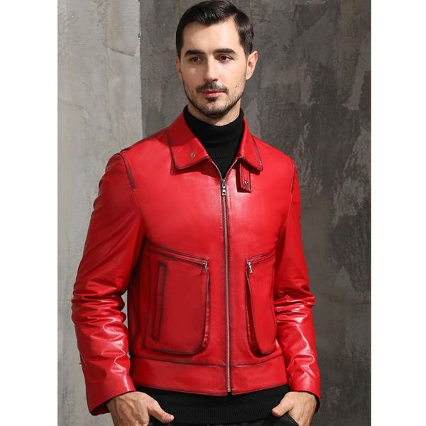 men's leather & faux 2021 luhayesa fashion slim red sheepskin jacket men spring gray brown genuine coats, Black
men's leather & faux 2021 luhayesa fashion slim red sheepskin jacket men spring gray brown genuine coats, Black