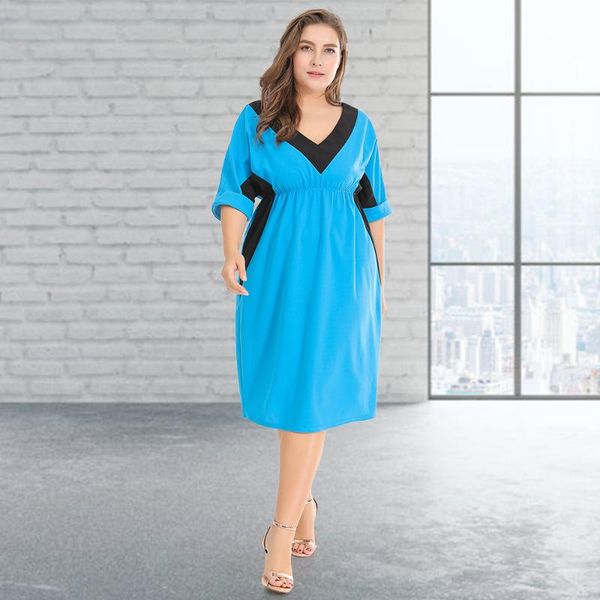 casual dresses 2021 fashion plus size women's dress v-neck half sleeves stitching vestidos loose office elegant summer, Black;gray
casual dresses 2021 fashion plus size women's dress v-neck half sleeves stitching vestidos loose office elegant summer, Black;gray