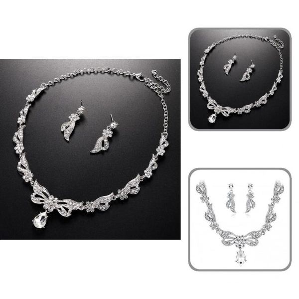 earrings & necklace jewelry 1 set stylish exaggerate extension chain female bridal delicate for wedding, Silver
earrings & necklace jewelry 1 set stylish exaggerate extension chain female bridal delicate for wedding, Silver