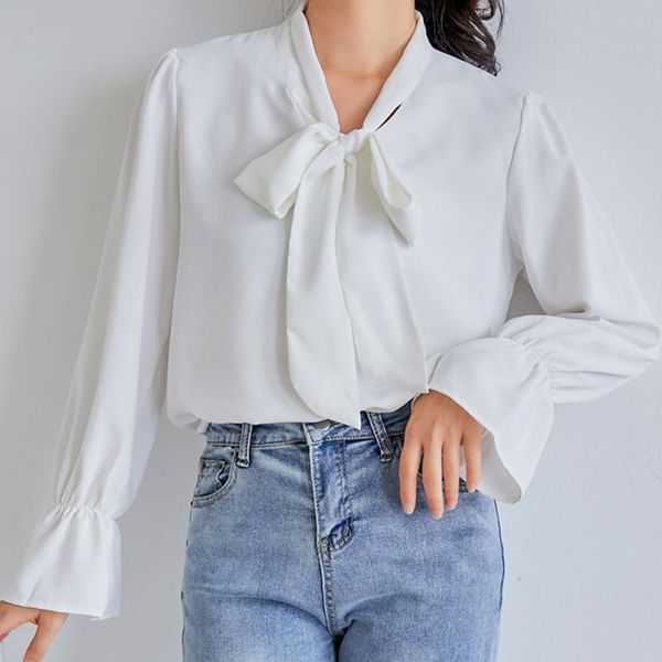 women's blouses & shirts 2021 autumn women lantern sleeve solid vintage blouse elegance bow white chiffon shirt office lady korean chic
women's blouses & shirts 2021 autumn women lantern sleeve solid vintage blouse elegance bow white chiffon shirt office lady korean chic