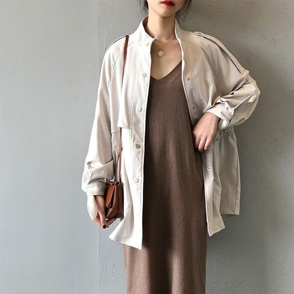women's trench coats 2021 spring women coat single breasted loose elastic waist korean casual harajuku long female, Tan;black
women's trench coats 2021 spring women coat single breasted loose elastic waist korean casual harajuku long female, Tan;black