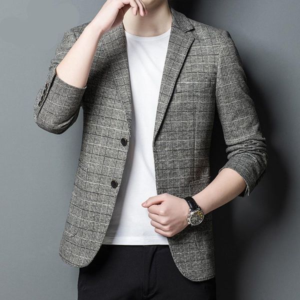 men's suits & blazers autumn men slim fit british plaid blazer suit jacket casual male clothing button notched, White;black
men's suits & blazers autumn men slim fit british plaid blazer suit jacket casual male clothing button notched, White;black