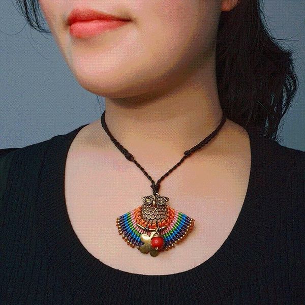 pendant necklaces bohemian style jewelry animal metal fan necklace thai wax rope hand braided adjustable colorful, Silver
pendant necklaces bohemian style jewelry animal metal fan necklace thai wax rope hand braided adjustable colorful, Silver