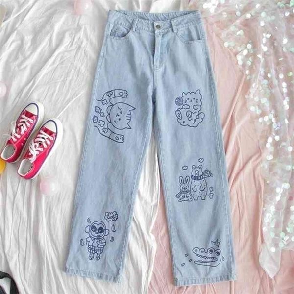harajuku fashion cotton women denim jeans high waist curled denim straight pants sweet cute puppy embroidery girl denim trousers, Blue
harajuku fashion cotton women denim jeans high waist curled denim straight pants sweet cute puppy embroidery girl denim trousers, Blue