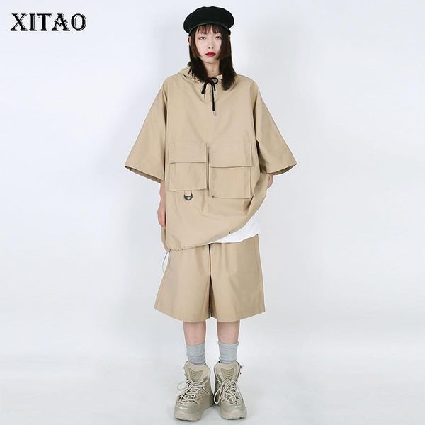 two piece dress xitao tide fashion set pocket women clothes 2021 spring hip hop elastic waist drawstring knee length pants dmy3511, White
two piece dress xitao tide fashion set pocket women clothes 2021 spring hip hop elastic waist drawstring knee length pants dmy3511, White
