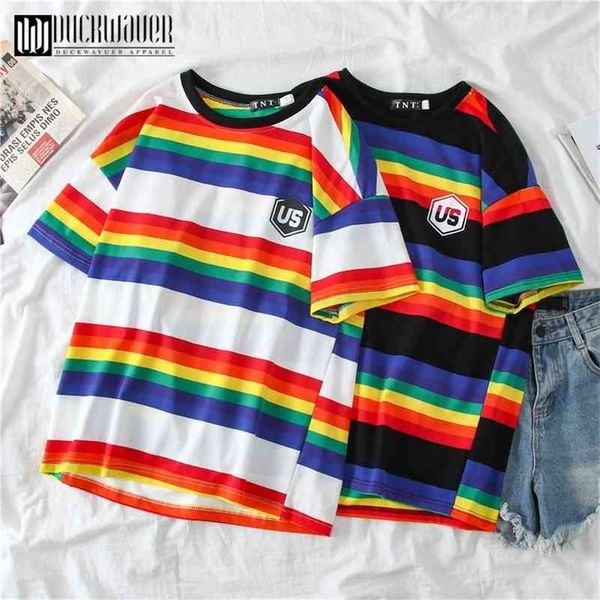 duckwaver summer rainbow striped women t-shirt geometirc o neck short sleeve female casual sweet basic tee tshirt 210324, White
duckwaver summer rainbow striped women t-shirt geometirc o neck short sleeve female casual sweet basic tee tshirt 210324, White