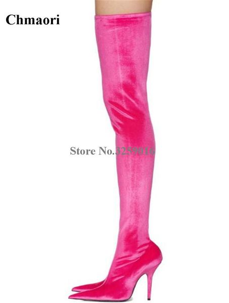 boots women fashion velvet pointed toe over knee high heel charming bandage thigh long thin dress shoes, Black
boots women fashion velvet pointed toe over knee high heel charming bandage thigh long thin dress shoes, Black