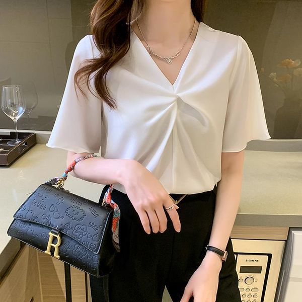 women's blouses & shirts summer shirt chiffon for women solid short lotus leaf sleeve white v-neck clothing woman basic
women's blouses & shirts summer shirt chiffon for women solid short lotus leaf sleeve white v-neck clothing woman basic